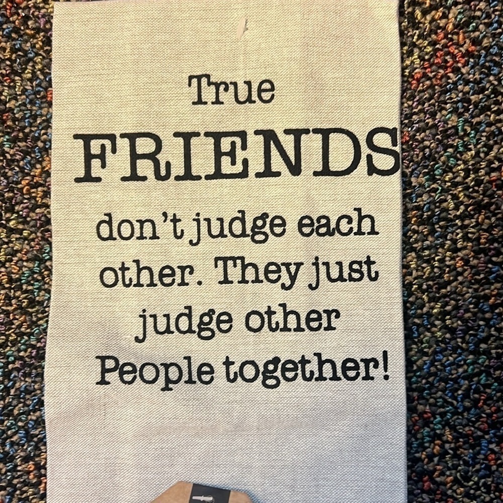 Twisted Anchor,  Tan Kitchen Tea Towel with Friendship humor on it. 16” X 28”